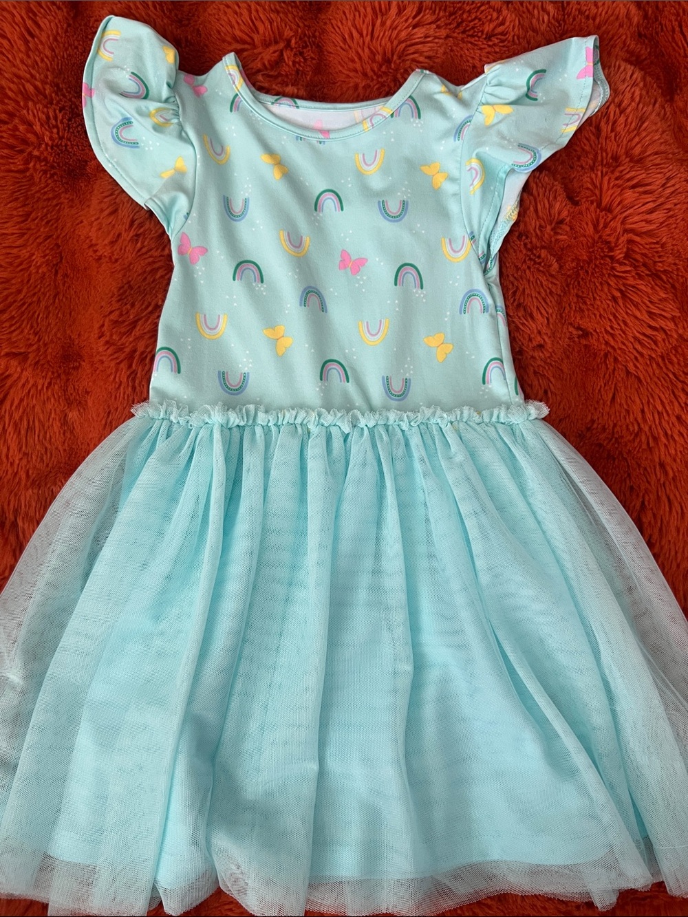 Epic Threads Aqua Rainbow & Butterfly Tulle Dress